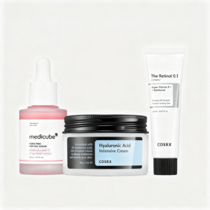 Medicube PDRN Pink Peptide Serum + COSRX Hyaluronic Acid Intensive Cream + COSRX Retinol 0.1